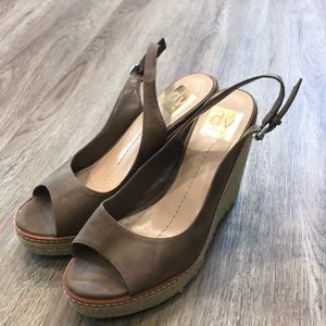 Dolce Vita Leather Wedge Sandal Nude Shoes Size 8